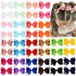 40PCS 3Inch Hair Bows for Girls Grosgrain Ribbon Toddler Hair Accessories with Alligator Clips for Toddlers Baby Girls Kids Teens in Pairs