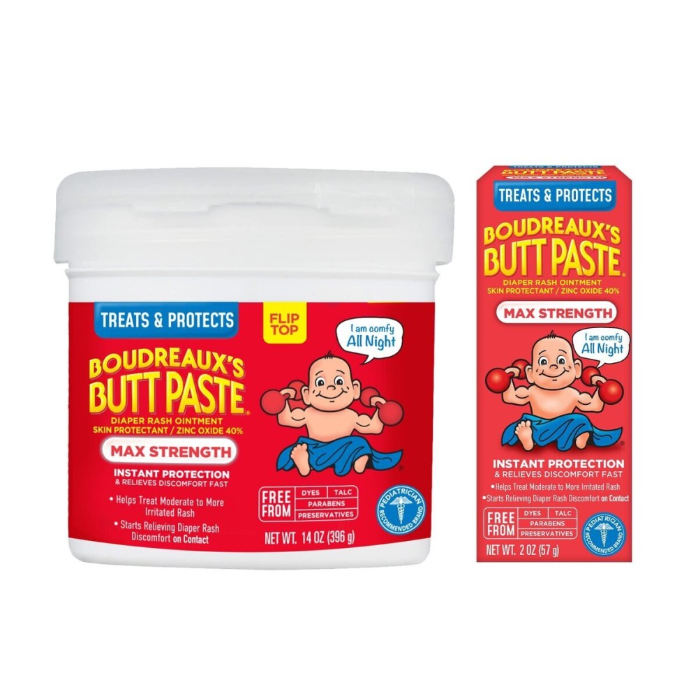 Boudreaux\'s Butt Paste Diaper Rash Ointment | Maximum Strength | 14 Ounce and 2 Ounce, Combo 1 Boudreaux\'s Butt Paste Diaper Rash Ointment | Maximum Strength | 14 Ounce and 2 Ounce, Combo 1