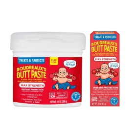 Boudreaux\'s Butt Paste Diaper Rash Ointment | Maximum Strength | 14 Ounce and 2 Ounce, Combo 1