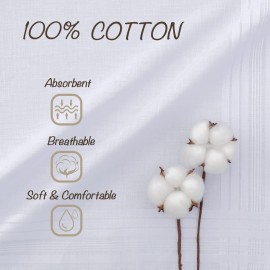 GB Men\'s Handkerchiefs 100% Cotton Solid White with Stripe Large Classic Hankies Bulk Set 12 Pack