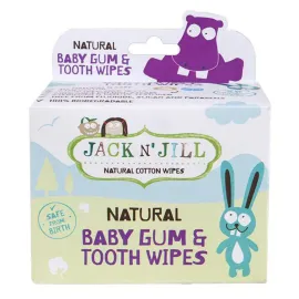 Jack N\' Jill Baby Gum & Tooth Wipes - Natural & Safe, Contains only Water & Xylitol, Soft Sterilized Cotton, Free from Fluoride & Sugar, Baby Mouth Wipes - 25 Individually Wrapped Wipes