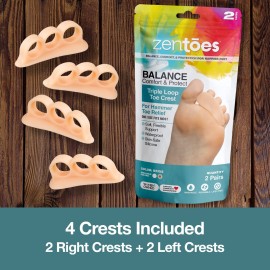 ZenToes Hammertoe Corrector Gel Toe Straighteners with 3 Separator Loops - Realign Bent, Crooked, Curled, Claw, Hammer Toes - Cushion Crest for Men and Women - Beige ZenToes Hammertoe Corrector Gel Toe Straighteners with 3 Separator Loops - Realign Bent, Crooked, Curled, Claw, Hammer Toes - Cushion Crest for Men and Women - Beige