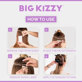Big Kizzy Extra Hold Double Sided Hair Extension Tape - 72 tabs replacement tape - Strong hold of 6-8+ weeks - Made in USA Big Kizzy Extra Hold Double Sided Hair Extension Tape - 72 tabs replacement tape - Strong hold of 6-8+ weeks - Made in USA