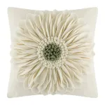 OiseauVoler 3D Sunflower Handmade Throw Pillow Covers Decorative Floral Pillowcases Cushion Covers for Couch Living Room Home Decor Creamy White 18x18 Inches