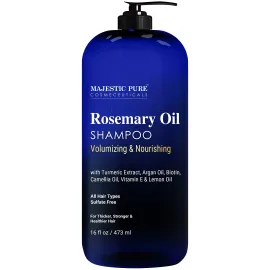 Majestic Pure Rosemary Oil Shampoo for Hair Growth - Volumizing & Nourishing Shampoo - with Vitamin E & Argan Oil - Sulfate Free, for Men & Women - 16 fl oz