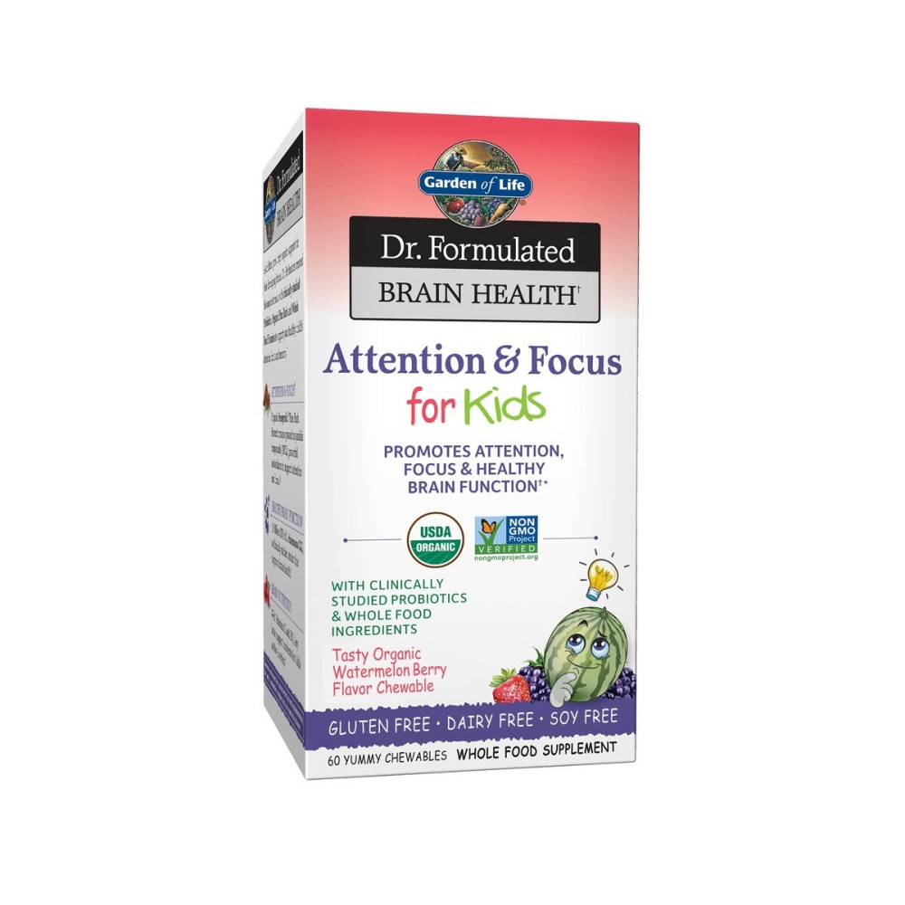 Garden of Life Dr. Formulated Attention and Focus for Kids, Supplement Promotes Healthy Brain Function, Concentration with Organic Wild Blueberry, Pine Bark, Vitamin C, D and Probiotics, 60 Count Garden of Life Dr. Formulated Attention and Focus for Kids, Supplement Promotes Healthy Brain Function, Concentration with Organic Wild Blueberry, Pine Bark, Vitamin C, D and Probiotics, 60 Count