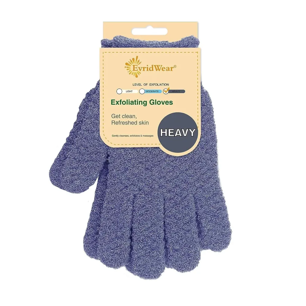 Evridwear Exfoliating Dual Texture Bath Gloves for Shower, Spa, Massage and Body Scrubs, Dead Skin Cell Remover, Gloves with Hanging Loop (1 Pair Heavy Glove) Evridwear Exfoliating Dual Texture Bath Gloves for Shower, Spa, Massage and Body Scrubs, Dead Skin Cell Remover, Gloves with Hanging Loop (1 Pair Heavy Glove)
