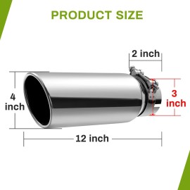 AUTOSAVER88 3 Inch Inlet Exhaust Tip, 3 Inlet 4 Outlet 12 Overall Length Chrome-Plated Finish Stainless Steel Exhaust Tail Tip for 3-Inch Outer Diameter Tailpipe, Bolt/Clamp-On Design, Universal AUTOSAVER88 3 Inch Inlet Exhaust Tip, 3 Inlet 4 Outlet 12 Overall Length Chrome-Plated Finish Stainless Steel Exhaust Tail Tip for 3-Inch Outer Diameter Tailpipe, Bolt/Clamp-On Design, Universal