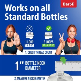 Bar5F Universal Pumps for Shampoo Conditioner Lotion Body Wash, Fits 1 Inch Bottle Necks, 1 Liter 33.8-Ounce Bottles (Black and White)