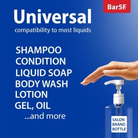 Bar5F Universal Pumps for Shampoo Conditioner Lotion Body Wash, Fits 1 Inch Bottle Necks, 1 Liter 33.8-Ounce Bottles (Black and White)