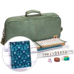 Yellow Mountain Imports American Mahjong Set, Oceana with Heather Teal Soft Case - All-in-One Racks with Pushers, Wright Patterson Scoring Coins, Dice, & Wind Indicator