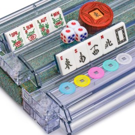 Yellow Mountain Imports American Mahjong Set, Oceana with Heather Teal Soft Case - All-in-One Racks with Pushers, Wright Patterson Scoring Coins, Dice, & Wind Indicator Yellow Mountain Imports American Mahjong Set, Oceana with Heather Teal Soft Case - All-in-One Racks with Pushers, Wright Patterson Scoring Coins, Dice, & Wind Indicator