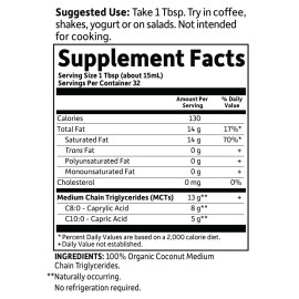 Garden of Life Dr. Formulated Brain Health 100% Organic Coconut MCT Oil 16 fl oz Unflavored, 13g MCTs, Keto & Paleo Diet Friendly Body & Brain Fuel, Certified Non-GMO Vegan & Gluten Free, Hexane-Free