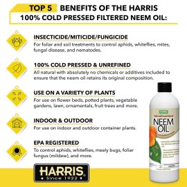 Harris Neem Oil, 100% Cold Pressed and Unrefined, Cosmetic Grade, 12oz Harris Neem Oil, 100% Cold Pressed and Unrefined, Cosmetic Grade, 12oz