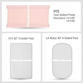 TILLYOU Changing Pad Cover Set in Soft Jersey Material Diaper Changing Table Sheets - Fits 32/34\'\'x16 Contoured Pad for Babies,Peachy Pink & Lt Gray