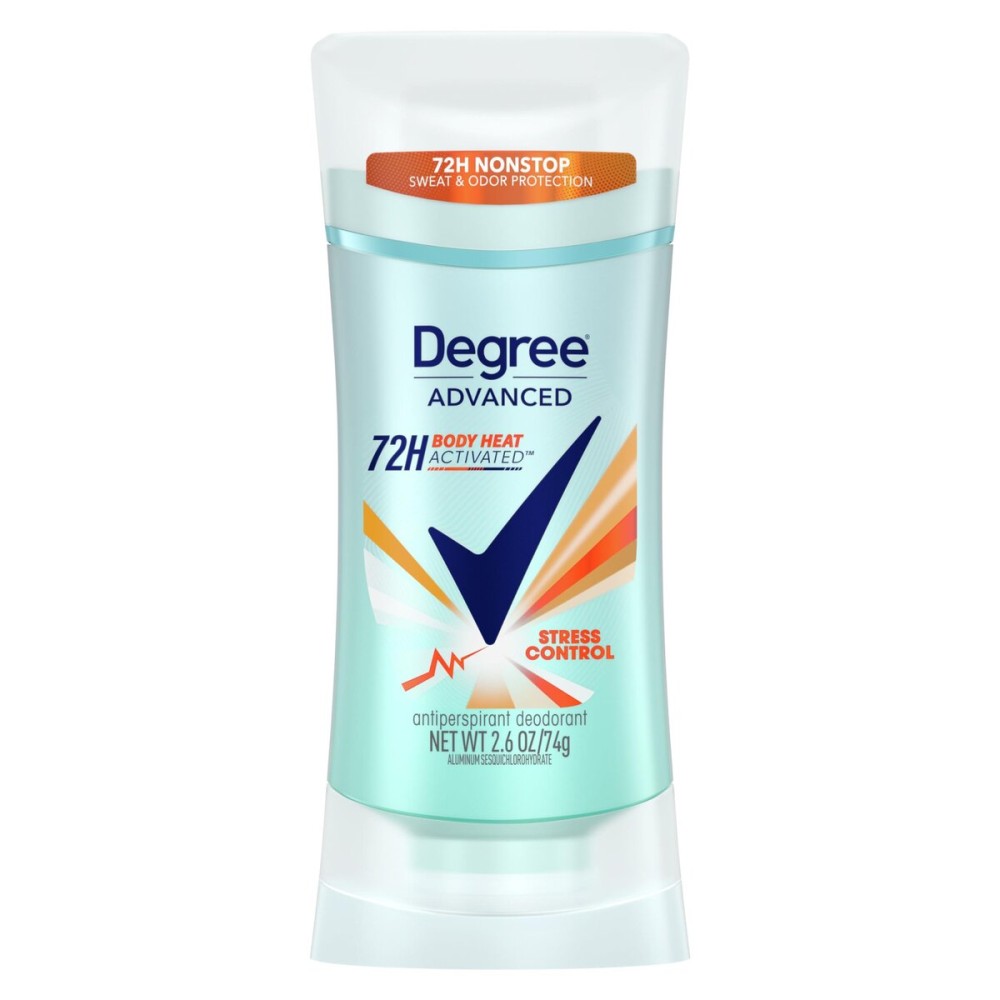 Degree Antiperspirant Deodorant Stress Control 72-Hour Sweat & Odor Protection Antiperspirant for Women with Body Heat Activated Technology 2.6 oz
