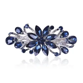 Sankuwen Flower Luxury Jewelry Design Hairpin Rhinestone Hair Barrette Clip,Also Perfect Mother\'s Day Gifts for Mom(Dark Blue)