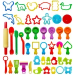FRIMOONY Dough Tools Set for Kids, Various Plastic Molds, Assorted Colors, 45 Pieces