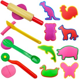 FRIMOONY Dough Tools Set for Kids, Various Plastic Molds, Assorted Colors, 45 Pieces FRIMOONY Dough Tools Set for Kids, Various Plastic Molds, Assorted Colors, 45 Pieces