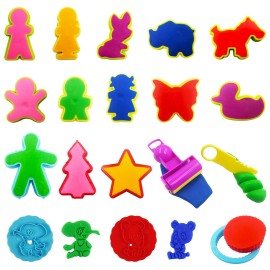 FRIMOONY Dough Tools Set for Kids, Various Plastic Molds, Assorted Colors, 45 Pieces FRIMOONY Dough Tools Set for Kids, Various Plastic Molds, Assorted Colors, 45 Pieces