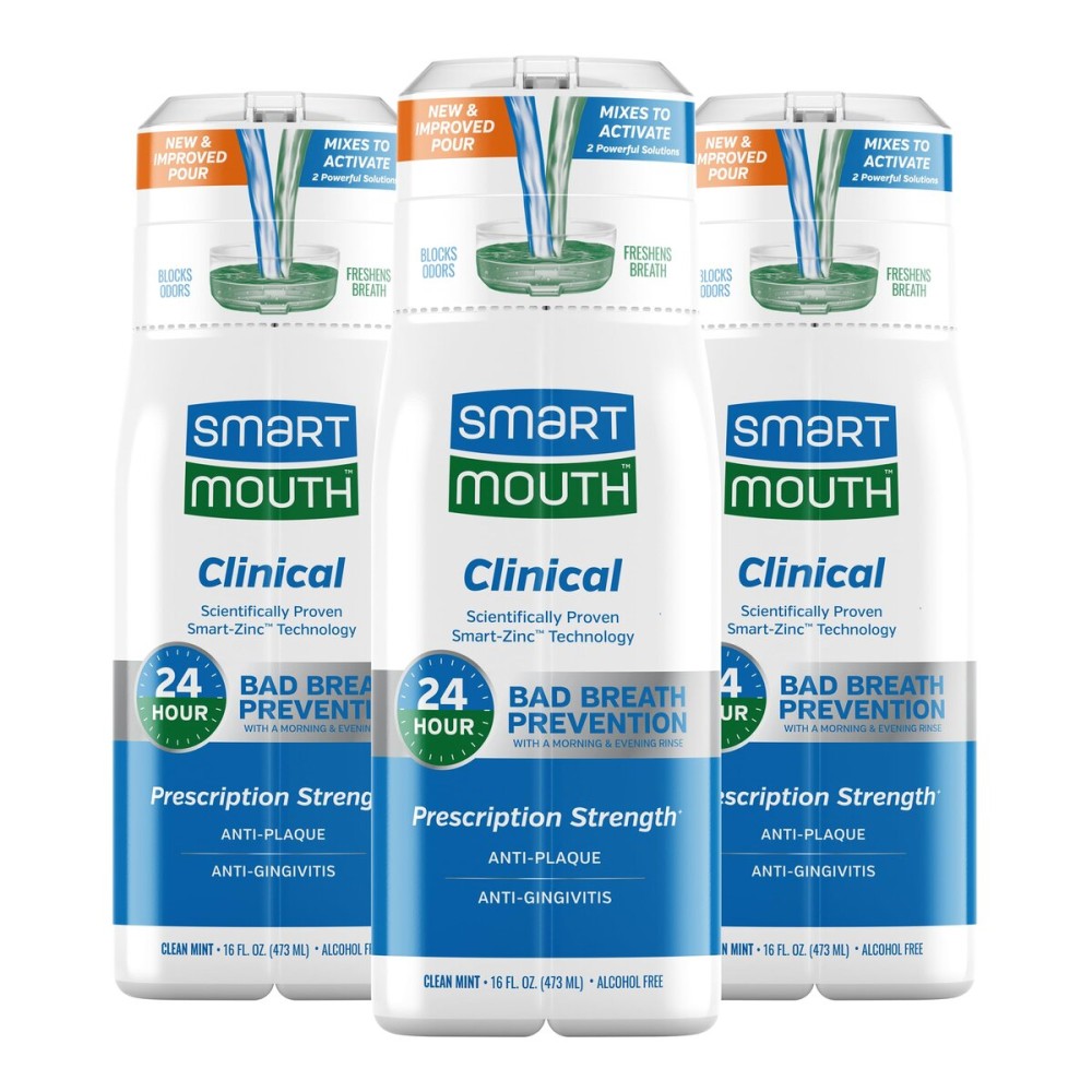 SmartMouth DDS Activated Clinical Mouthwash - for Fresh Breath - Clinical Strength Mouthwash for Gum Health, Gingivitis & More - Clean Mint Flavor, 16 fl oz (3 Pack) SmartMouth DDS Activated Clinical Mouthwash - for Fresh Breath - Clinical Strength Mouthwash for Gum Health, Gingivitis & More - Clean Mint Flavor, 16 fl oz (3 Pack)