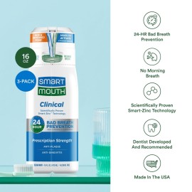 SmartMouth DDS Activated Clinical Mouthwash - for Fresh Breath - Clinical Strength Mouthwash for Gum Health, Gingivitis & More - Clean Mint Flavor, 16 fl oz (3 Pack) SmartMouth DDS Activated Clinical Mouthwash - for Fresh Breath - Clinical Strength Mouthwash for Gum Health, Gingivitis & More - Clean Mint Flavor, 16 fl oz (3 Pack)