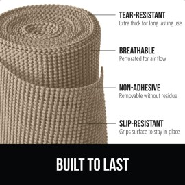 GORILLA GRIP powerGRIP Drawer Shelf and Cabinet Liner, Thick Strong Hold, Non-Adhesive Liners Protect Kitchen Cabinets and Cupboard, Bathroom Drawers, Easy Install, Breathable Mat, 12 x20\', Beige GORILLA GRIP powerGRIP Drawer Shelf and Cabinet Liner, Thick Strong Hold, Non-Adhesive Liners Protect Kitchen Cabinets and Cupboard, Bathroom Drawers, Easy Install, Breathable Mat, 12 x20\', Beige