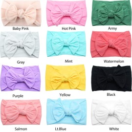 CLLOT Super Stretchy Soft Knot Headbands with Hair Bows Head Wrap Hair Accessories For Newborn Baby Girls Infant Toddlers Kids