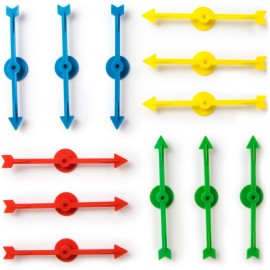 12-Pack of Arrow Game Spinners in 4 Rainbow Colors, 3 Arrows Per Color - Assorted Set of 4-inch Plastic Spinner Game Pieces for DIY Board Games, Replacement Pieces, Projects & Classroom Activities