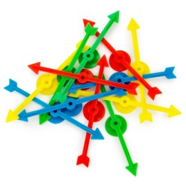 12-Pack of Arrow Game Spinners in 4 Rainbow Colors, 3 Arrows Per Color - Assorted Set of 4-inch Plastic Spinner Game Pieces for DIY Board Games, Replacement Pieces, Projects & Classroom Activities