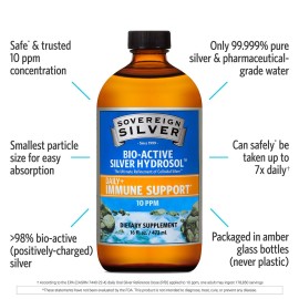 Sovereign Silver Bio-Active Silver Hydrosol for Immune Support - Colloidal Silver Liquid -10 ppm, 16oz (473mL) - Value Size Sovereign Silver Bio-Active Silver Hydrosol for Immune Support - Colloidal Silver Liquid -10 ppm, 16oz (473mL) - Value Size