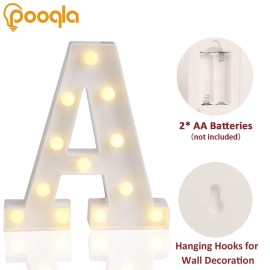 Pooqla LED Marquee Letter Lights Sign, Light Up Alphabet Letter for Home Party Wedding Decoration A Pooqla LED Marquee Letter Lights Sign, Light Up Alphabet Letter for Home Party Wedding Decoration A