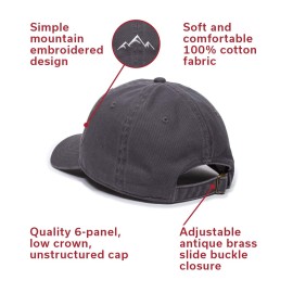 Outdoor Cap Mountain Embroidered Dad Hat  Adjustable Soft Cotton Polo Style Unstructured Baseball Cap for Men & Women, Charcoal Outdoor Cap Mountain Embroidered Dad Hat  Adjustable Soft Cotton Polo Style Unstructured Baseball Cap for Men & Women, Charcoal