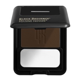 Black Radiance Pressed Powder, Pigment-Rich Matte Finish for Deep Skin Tones, Oil-Absorbing Compact with Mirror & Sponge - Black Coffee