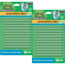 Green Gobbler Drain Cleaner & Deodorizer FRESH SCENT Sticks for Toilet Tanks, Sinks, Bathtub Drains, Washing Machine Drains and Garbage Disposals - 24 Pieces
