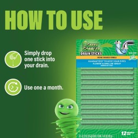 Green Gobbler Drain Cleaner & Deodorizer FRESH SCENT Sticks for Toilet Tanks, Sinks, Bathtub Drains, Washing Machine Drains and Garbage Disposals - 24 Pieces Green Gobbler Drain Cleaner & Deodorizer FRESH SCENT Sticks for Toilet Tanks, Sinks, Bathtub Drains, Washing Machine Drains and Garbage Disposals - 24 Pieces
