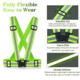 Reflective Vest Running Gear, 2Pack High Visible Safety VES for Cycling Jogging Running Walking, Adjustable for Men Women Kids (2, Green) Reflective Vest Running Gear, 2Pack High Visible Safety VES for Cycling Jogging Running Walking, Adjustable for Men Women Kids (2, Green)