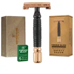 VIKINGS BLADE Double Edge Safety Razor for Men + 5 Swedish Steel Blades + Luxury Case. Smooth, Reusable, Eco-Friendly (Chieftain Odin)