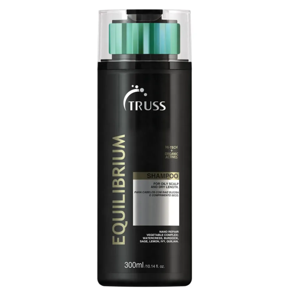 TRUSS Equilibrium Shampoo for Oily Hair - Itchy Scalp Shampoo for Color-Treated Hair - Helps Balance Oily Scalp & Dry Ends - Hydrating & Cleansing Formula - Salt & Dye-Free (10.14 oz)