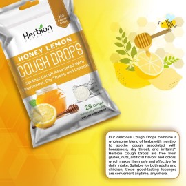 HERBION Naturals Cough Drops with Natural Honey Lemon Flavor, Dietary Supplement, Soothes Cough, for Adults and Children Over 6 Years, 25 Drops, No Artificial Flavor, No Added Color. HERBION Naturals Cough Drops with Natural Honey Lemon Flavor, Dietary Supplement, Soothes Cough, for Adults and Children Over 6 Years, 25 Drops, No Artificial Flavor, No Added Color.
