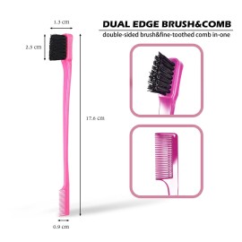 Foxi Fresh Double Sided Edge Control Hair Brush Comb Combo Pack 2 Pieces Pink and Black Foxi Fresh Double Sided Edge Control Hair Brush Comb Combo Pack 2 Pieces Pink and Black