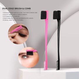 Foxi Fresh Double Sided Edge Control Hair Brush Comb Combo Pack 2 Pieces Pink and Black Foxi Fresh Double Sided Edge Control Hair Brush Comb Combo Pack 2 Pieces Pink and Black