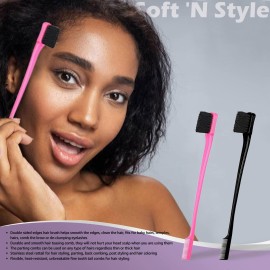 Foxi Fresh Double Sided Edge Control Hair Brush Comb Combo Pack 2 Pieces Pink and Black Foxi Fresh Double Sided Edge Control Hair Brush Comb Combo Pack 2 Pieces Pink and Black