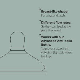 Tommee Tippee Advanced Anti-Colic Baby Bottle Nipples, Breast-like, Soft Silicone, Medium Flow, 3m+, 2 Count Tommee Tippee Advanced Anti-Colic Baby Bottle Nipples, Breast-like, Soft Silicone, Medium Flow, 3m+, 2 Count