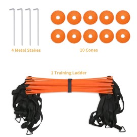YISSVIC Agility Ladder and Cones 20 Feet 12 Adjustable Rungs Fitness Speed Training Equipment (20 feet, Light Orange) YISSVIC Agility Ladder and Cones 20 Feet 12 Adjustable Rungs Fitness Speed Training Equipment (20 feet, Light Orange)