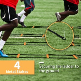 YISSVIC Agility Ladder and Cones 20 Feet 12 Adjustable Rungs Fitness Speed Training Equipment (20 feet, Light Orange) YISSVIC Agility Ladder and Cones 20 Feet 12 Adjustable Rungs Fitness Speed Training Equipment (20 feet, Light Orange)
