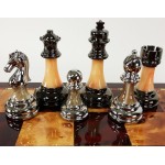 HPL 3 1/2 inch King Staunton Chrome & Black Chrome Weighted Pro Plastic Chess Men Pieces Set - NO Board