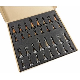 HPL 3 1/2 inch King Staunton Chrome & Black Chrome Weighted Pro Plastic Chess Men Pieces Set - NO Board HPL 3 1/2 inch King Staunton Chrome & Black Chrome Weighted Pro Plastic Chess Men Pieces Set - NO Board