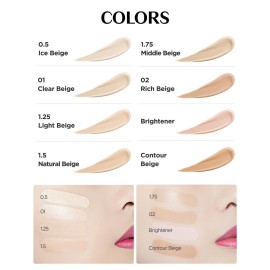 THE SAEM Cover Perfection Tip Concealer, Liquid Multi-Use Concealer, Full Coverage Makeup for Acne Dark Spots Dark Circles Hyperpigmentation and Blemishes, 0.2 fl.oz. (1.25 Light Beige)