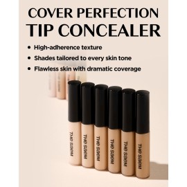 THE SAEM Cover Perfection Tip Concealer, Liquid Multi-Use Concealer, Full Coverage Makeup for Acne Dark Spots Dark Circles Hyperpigmentation and Blemishes, 0.2 fl.oz. (1.75 Middle Beige)